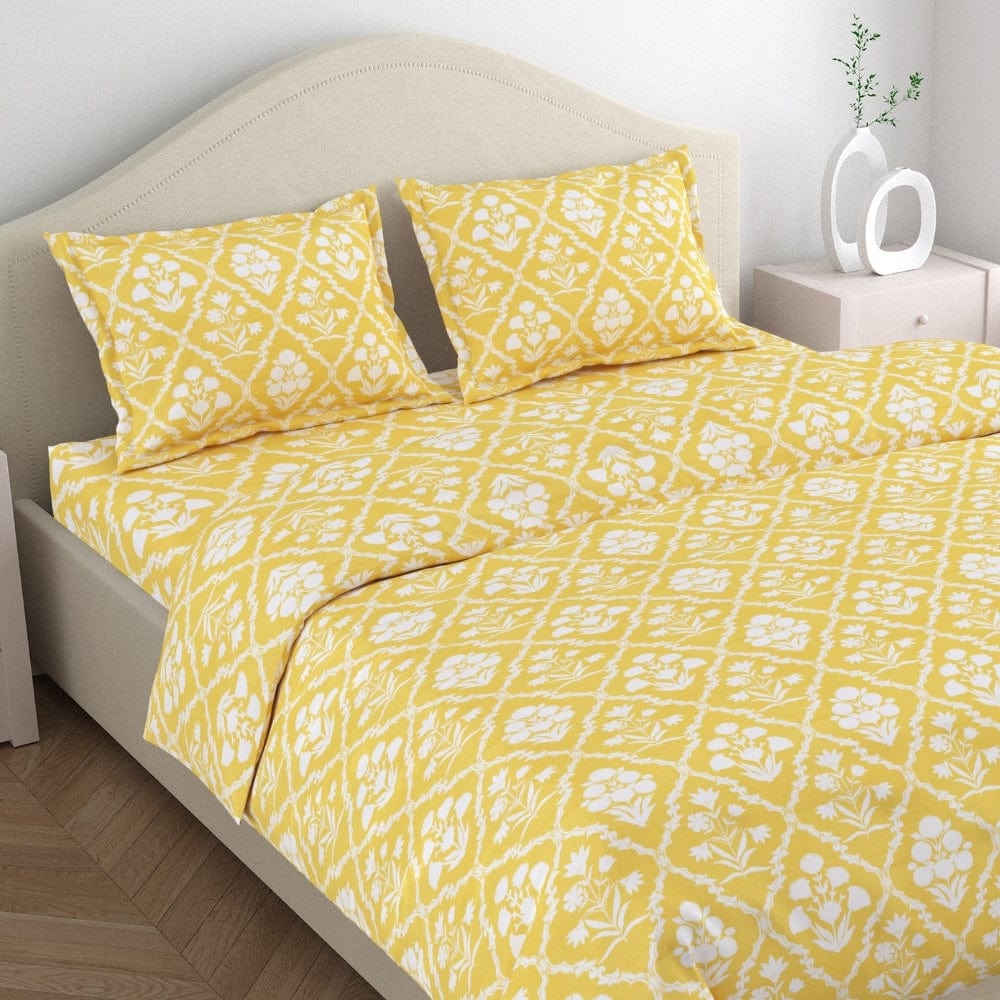 Marigold Majesty 186 TC Cotton 100% Printed Flat King Bedsheet