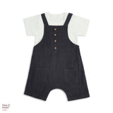 Baby Dungree with T-shirt- Blue & White