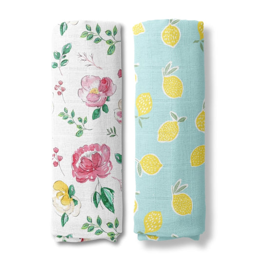 Bloom buddies Collection 100% Cotton Muslin Swaddle Pack of 2
