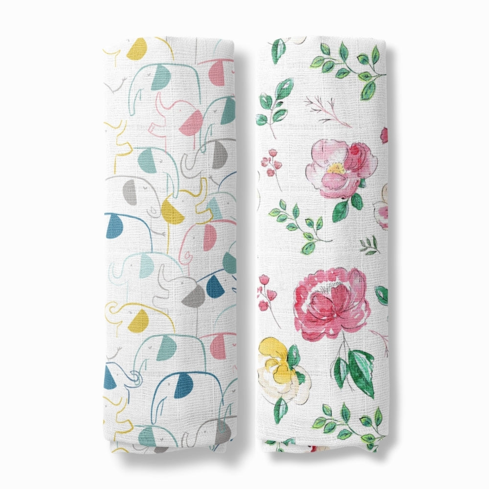 Petal Pals Collection 100% Cotton Muslin Swaddle Pack of 2