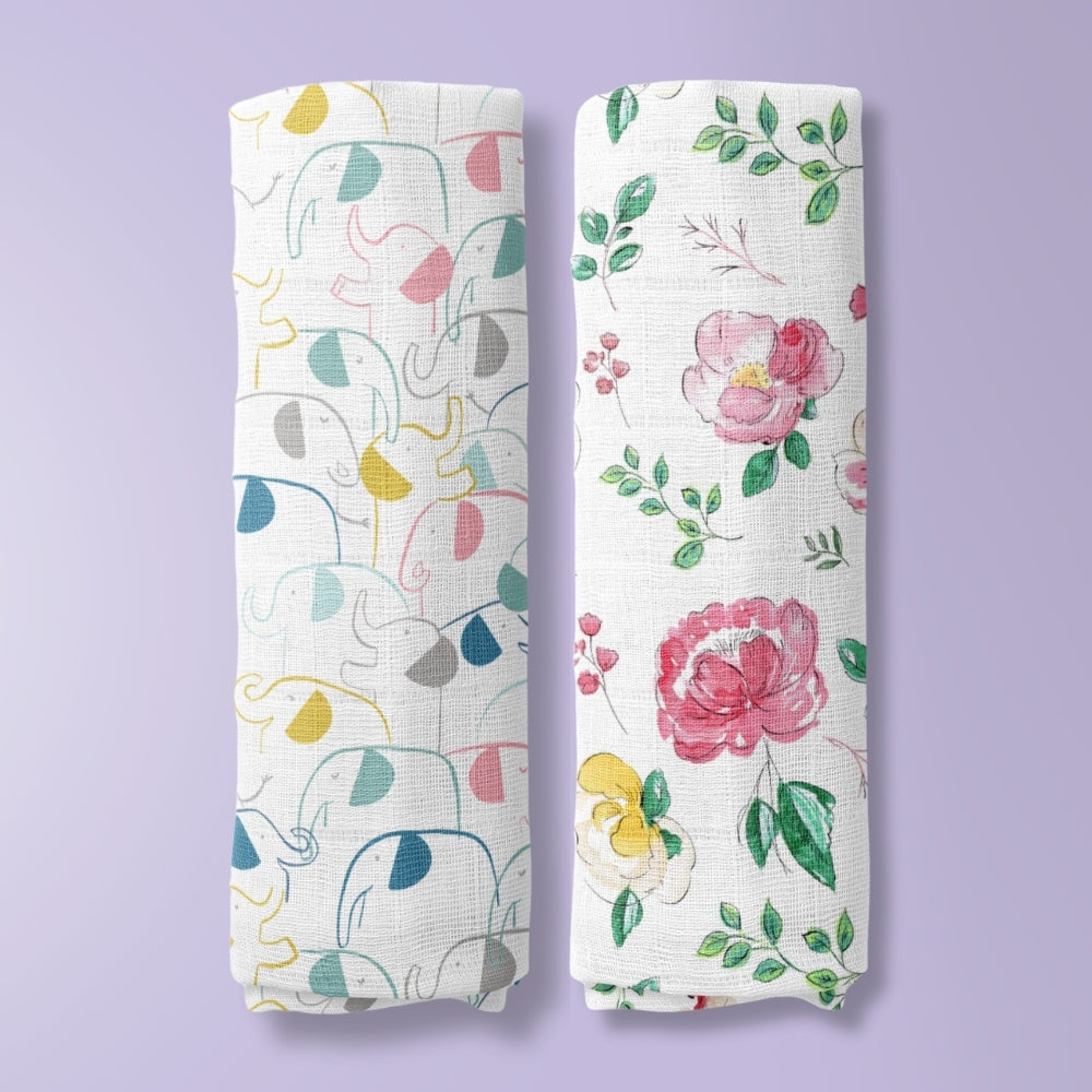 Petal Pals Collection 100% Cotton Muslin Swaddle Pack of 2