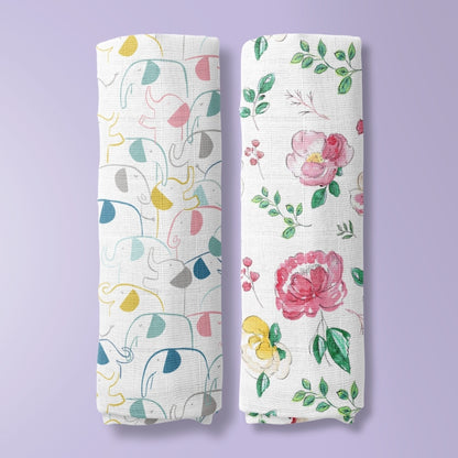 Petal Pals Collection 100% Cotton Muslin Swaddle Pack of 2
