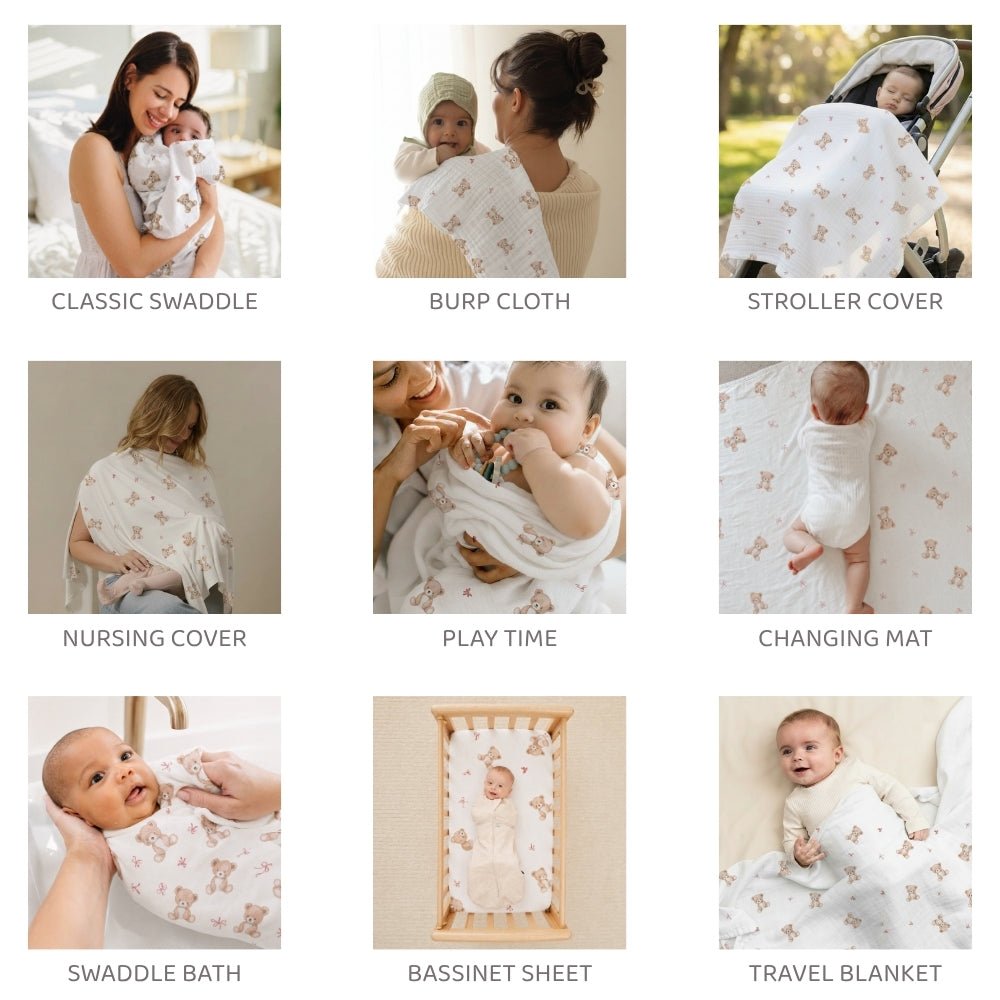 Bear Love Cotton Muslin Swaddle – Pack of 2 - Swaddles | haus & kinder
