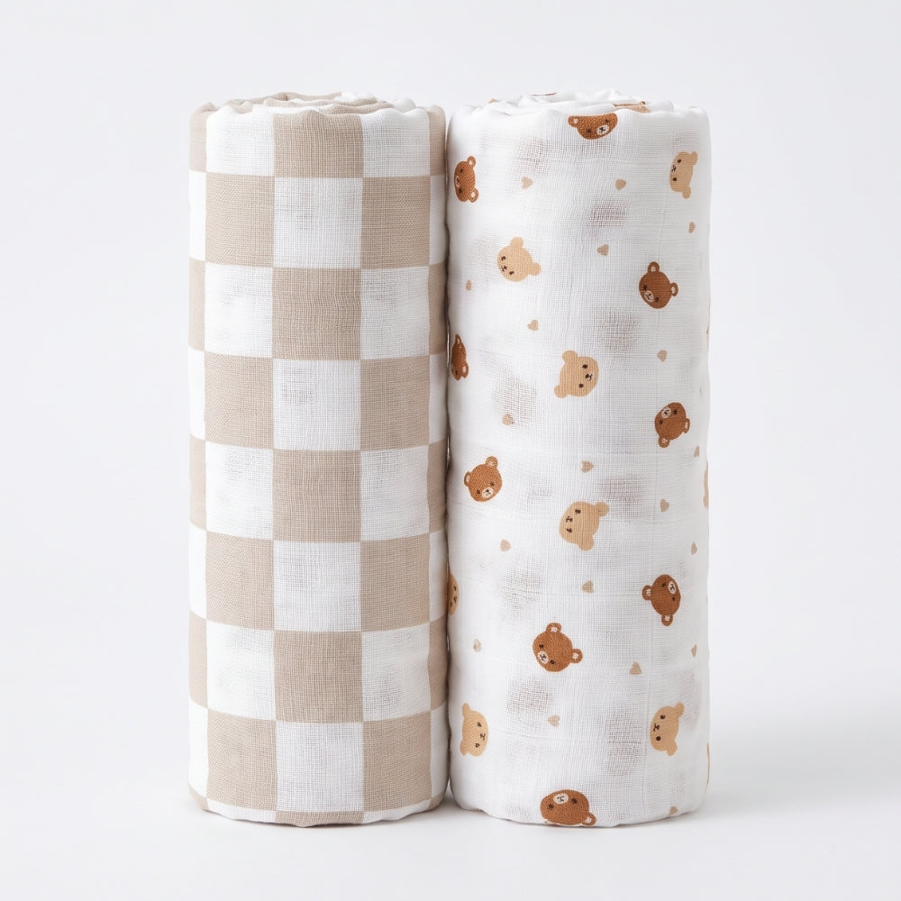 Teddykins Cotton Muslin Swaddle – Pack of 2