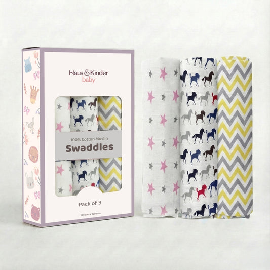 Everyday Classics Swaddles Happy Primes, Pack of 3