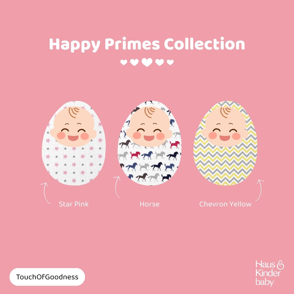 Everyday Classics Swaddles Happy Primes, Pack of 3