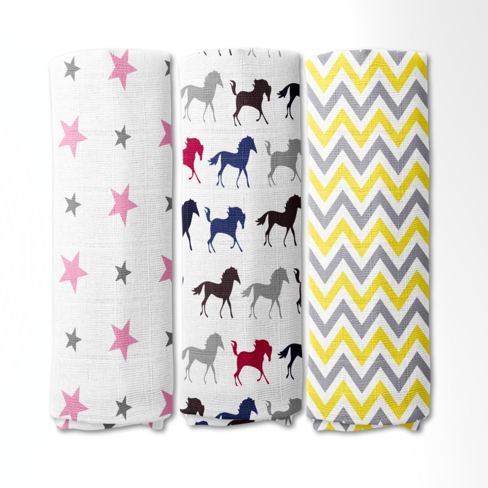 Everyday Classics Swaddles Happy Primes, Pack of 3