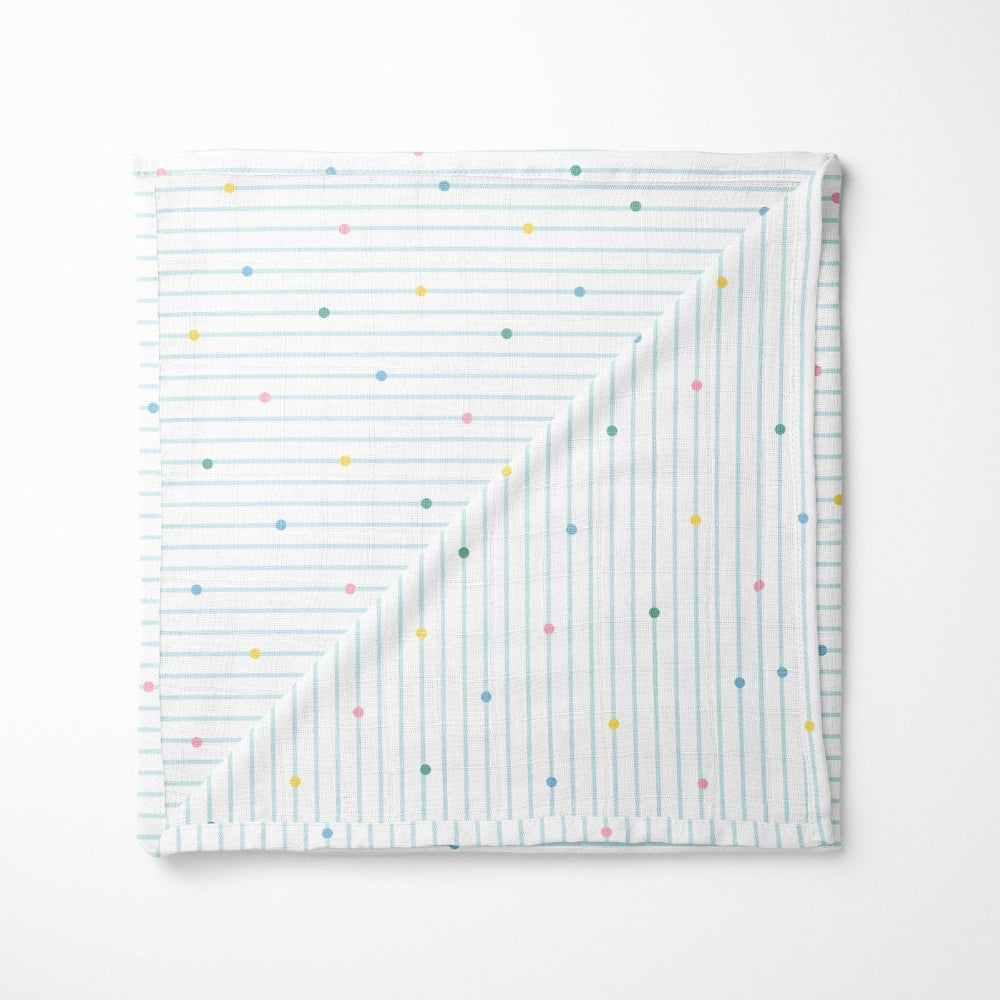 Fruit & Brute 100% Cotton Soft Muslin Swaddles -Pack of 4 ( Yellow , blue , Multicolor)