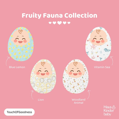 Fruity fauna Collection 100% Cotton Muslin Swaddle Pack Of 4