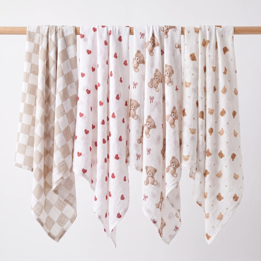 Teddykins Cotton Muslin Swaddle – Pack of 4