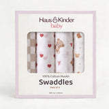 Teddykins Cotton Muslin Swaddle – Pack of 4