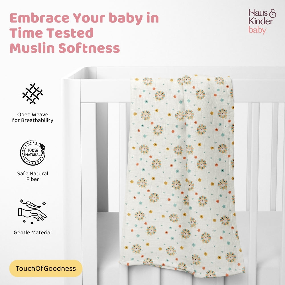 Lion's Garden Collection Muslin Swaddle