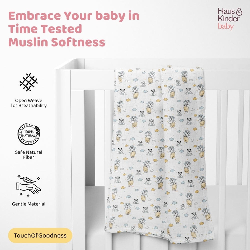 Panda Puff Collection Muslin Swaddle