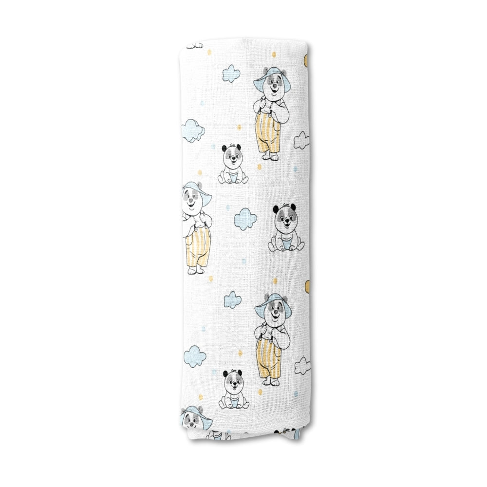 Panda Puff Collection Muslin Swaddle
