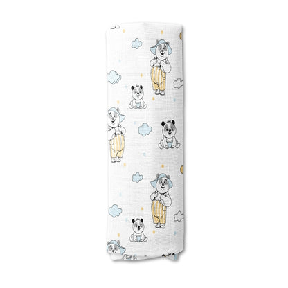 Panda Puff Collection Muslin Swaddle