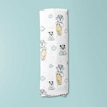 Panda Puff Collection Muslin Swaddle