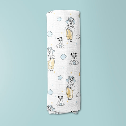 Panda Puff Collection Muslin Swaddle