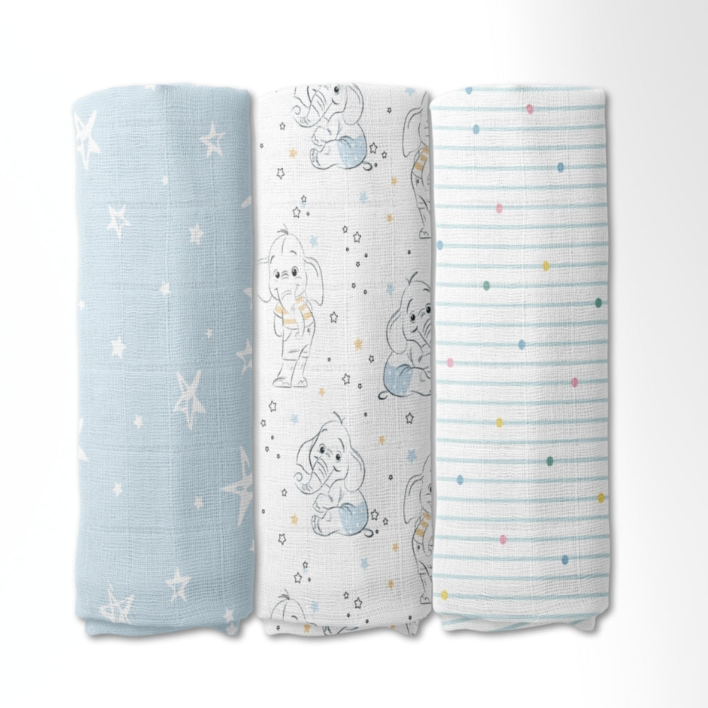 Twinkle Dreams  Collection Muslin Swaddle- Pack Of 3