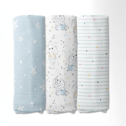 Twinkle Dreams  Collection Muslin Swaddle- Pack Of 3