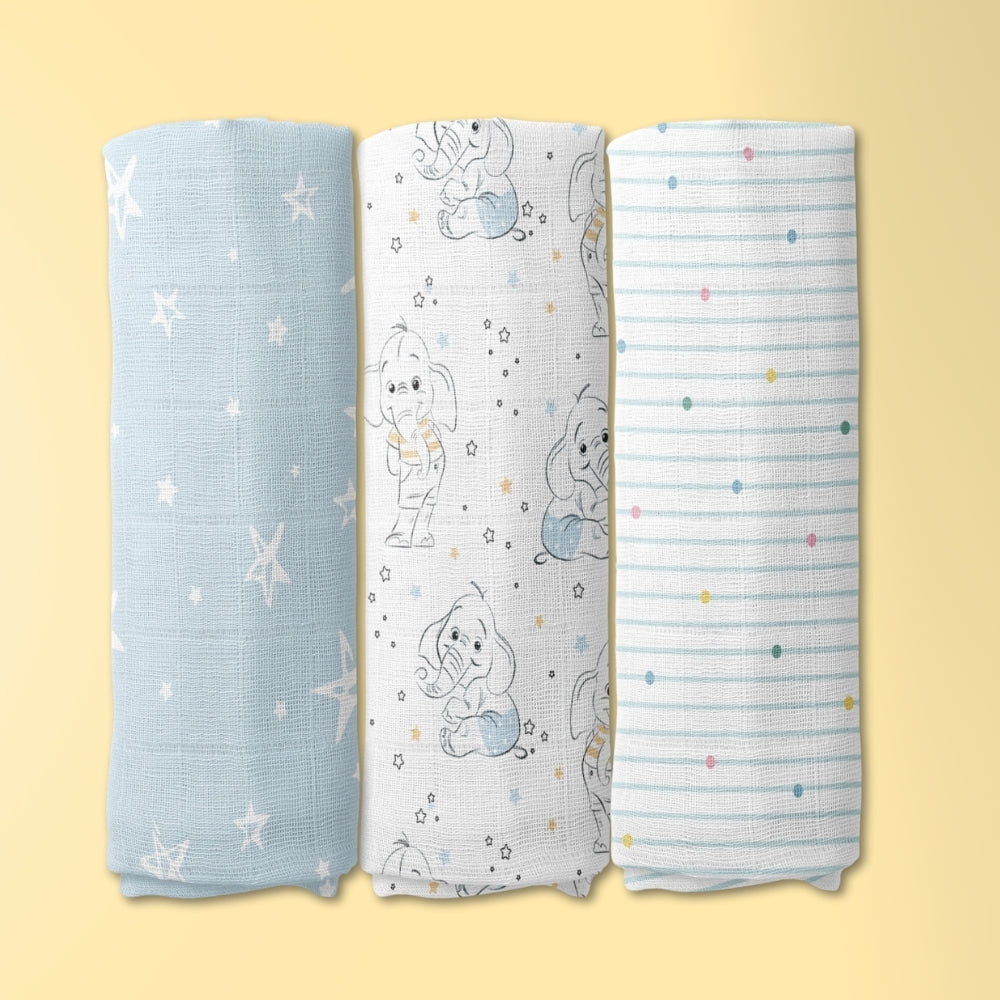 Twinkle Dreams  Collection Muslin Swaddle- Pack Of 3