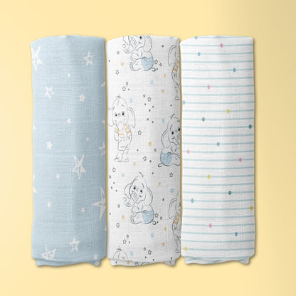 Twinkle Dreams  Collection Muslin Swaddle- Pack Of 3