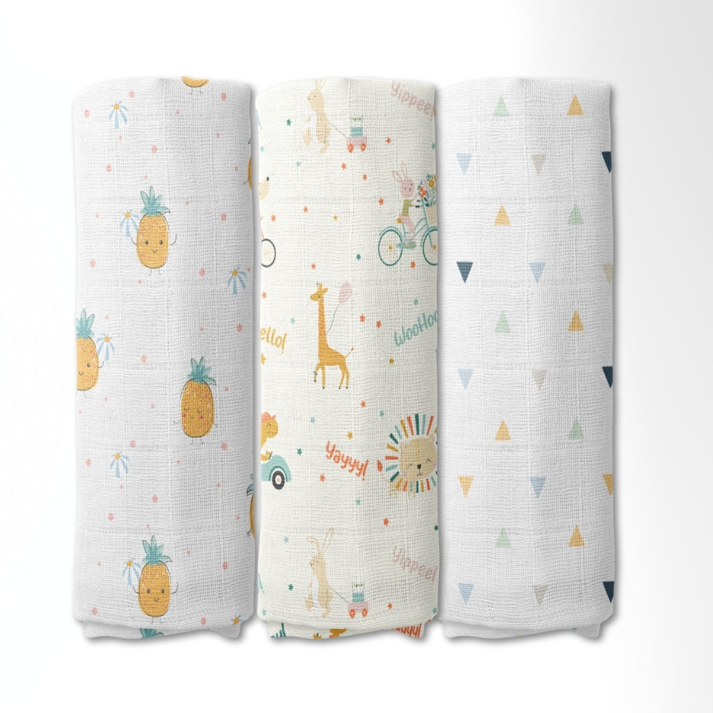 Jungle Party Collection Muslin Swaddle- Pack Of 3