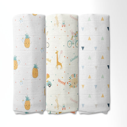 Jungle Party Collection Muslin Swaddle- Pack Of 3
