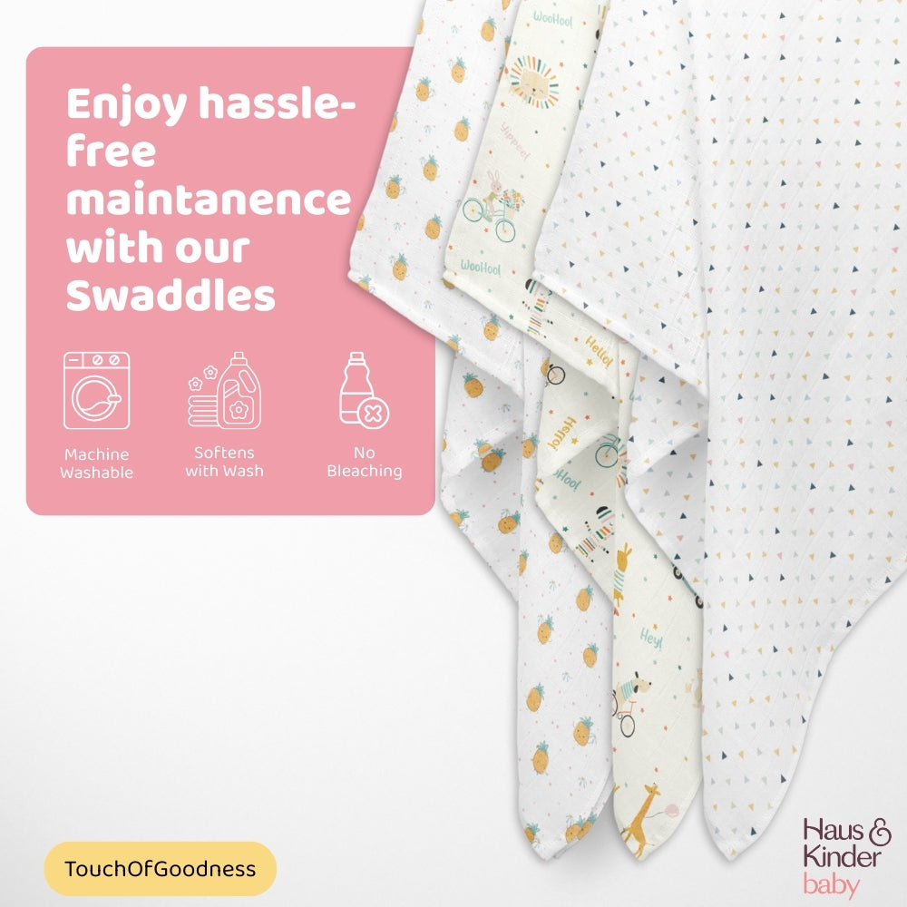 Jungle Party Collection Muslin Swaddle- Pack Of 3