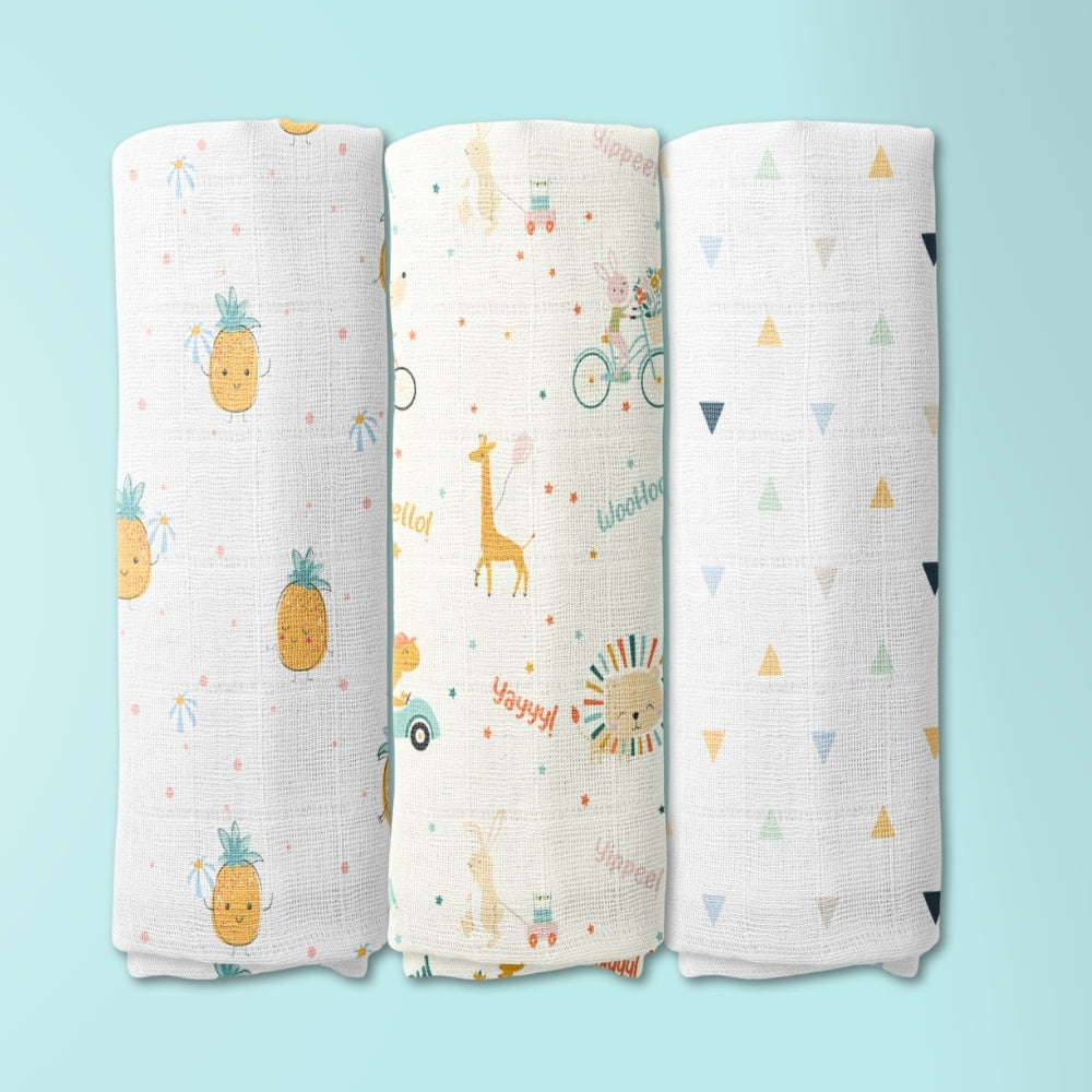 Jungle Party Collection Muslin Swaddle- Pack Of 3