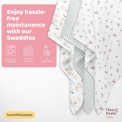 Scarlet In Garden Collection Muslin Swaddle- Pack Of 3