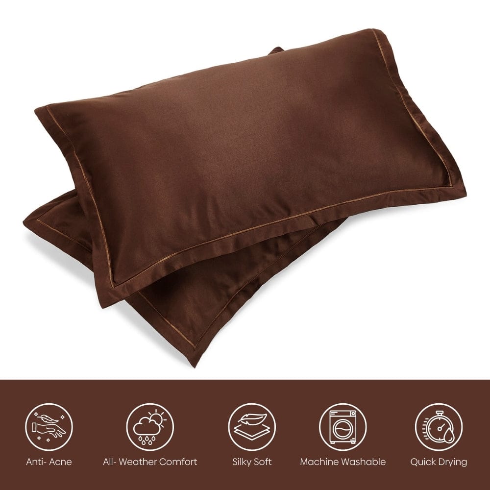 Satin Royale Mocha Velvet 300TC Satin 2 Pillow Cover