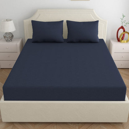 Jersey Fitted Bedsheet - Double/Navy