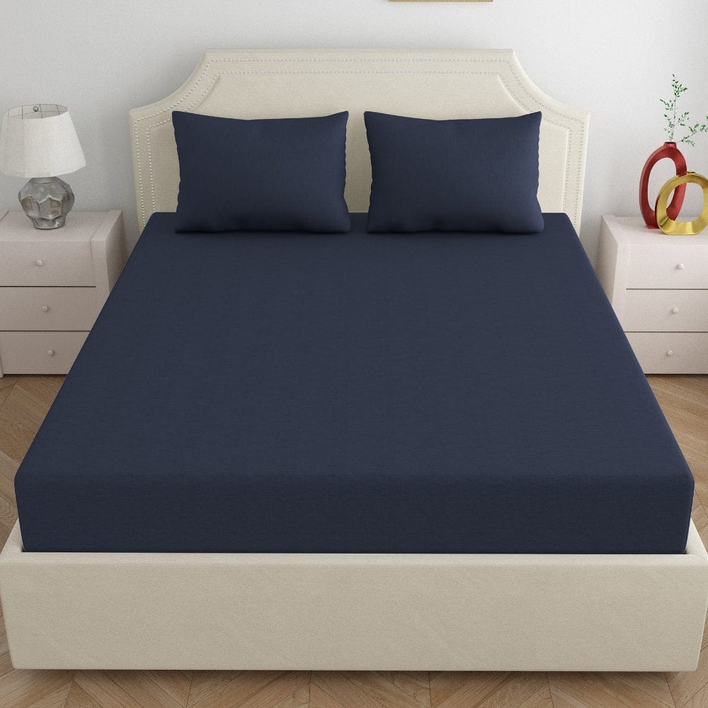 Jersey Fitted Bedsheet - King/Navy