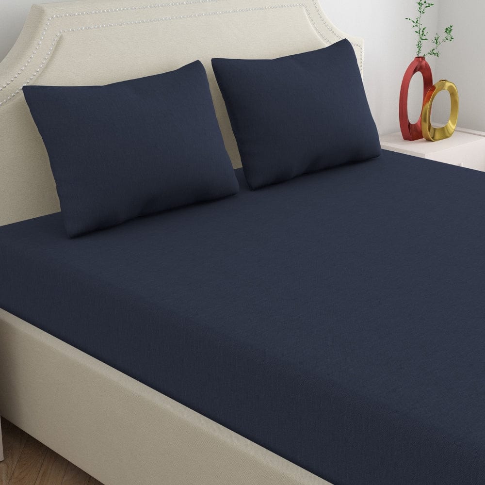 Jersey Fitted Bedsheet - Double/Navy