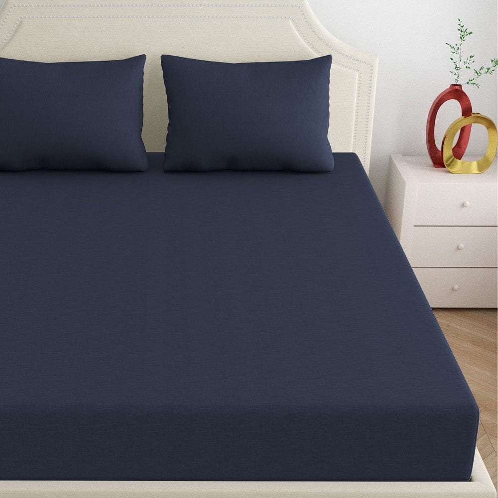 Jersey Fitted Bedsheet - Double/Navy