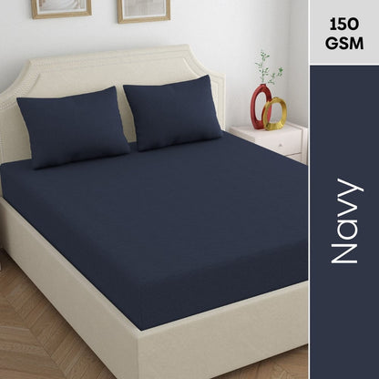 Jersey Fitted Bedsheet - Double/Navy