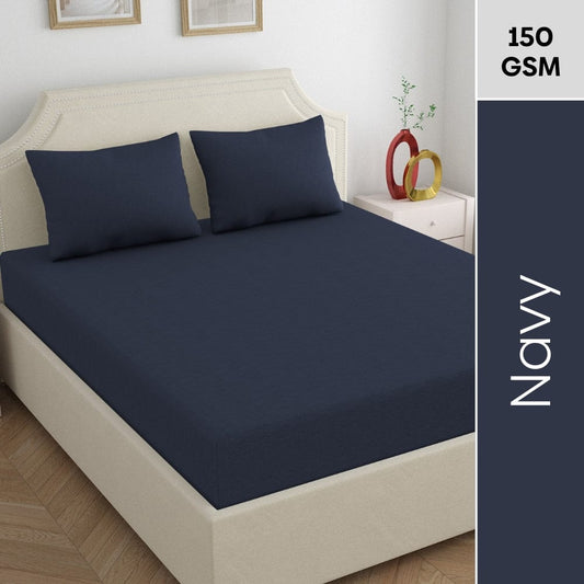 Jersey Fitted Bedsheet - King/Navy