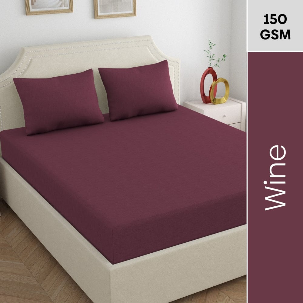 Jersey Fitted Bedsheet - Double/Wine