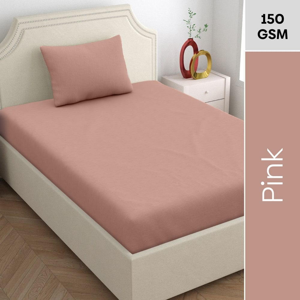 Jersey Fitted Bedsheet - Single/Pink