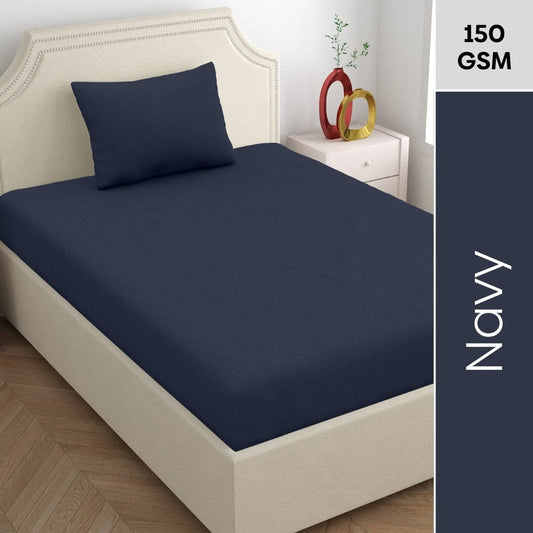 Jersey Fitted Bedsheet - Single/Navy