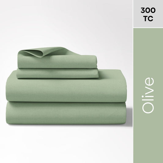 Olive 100% Cotton Bedsheet, 300 TC