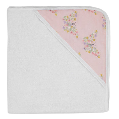 Cotton Muslin-Terry Hooded Towel ( Newborn - 12 Months) - Butterfly Garden