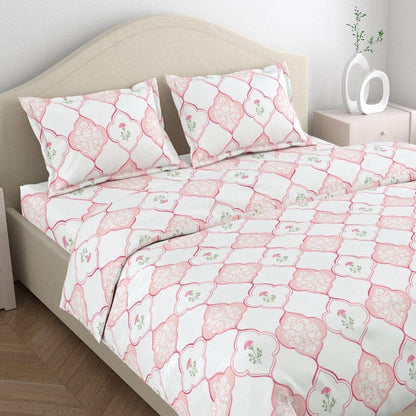 Pink City Palette 186 TC Cotton 100% Printed Flat King Bedsheet