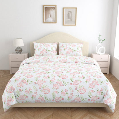 Pink Peony 100% Cotton Double Size Bedsheet, 186 TC