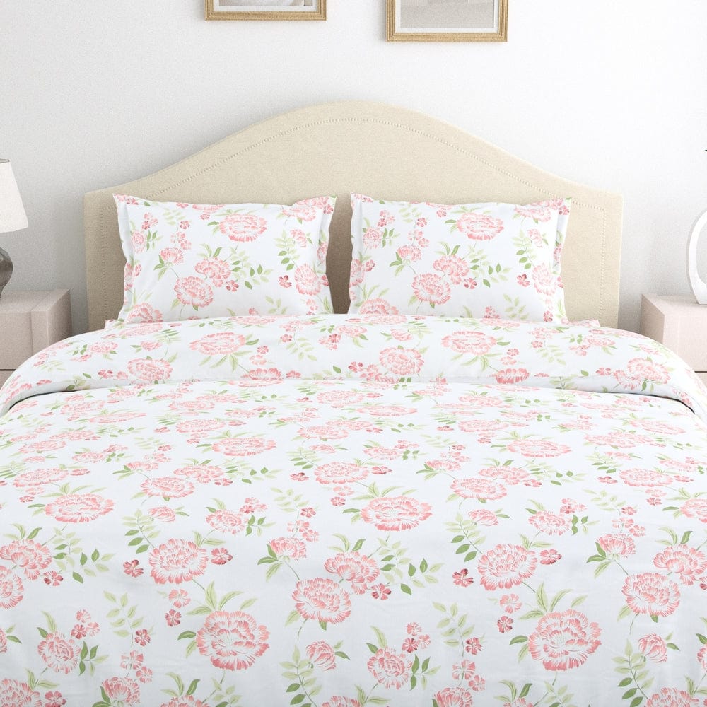 Pink Peony 100% Cotton Double Size Bedsheet, 186 TC