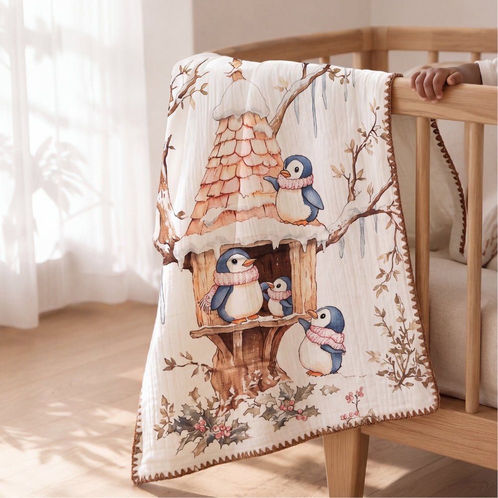 Pingu Pebbles Muslin 6- Layer Blanket, (0-2 Years) - Swaddles and Blankets | haus & kinder