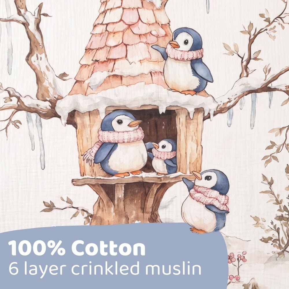 Pingu Pebbles Muslin 6- Layer Blanket, (0-2 Years) - Swaddles and Blankets | haus & kinder