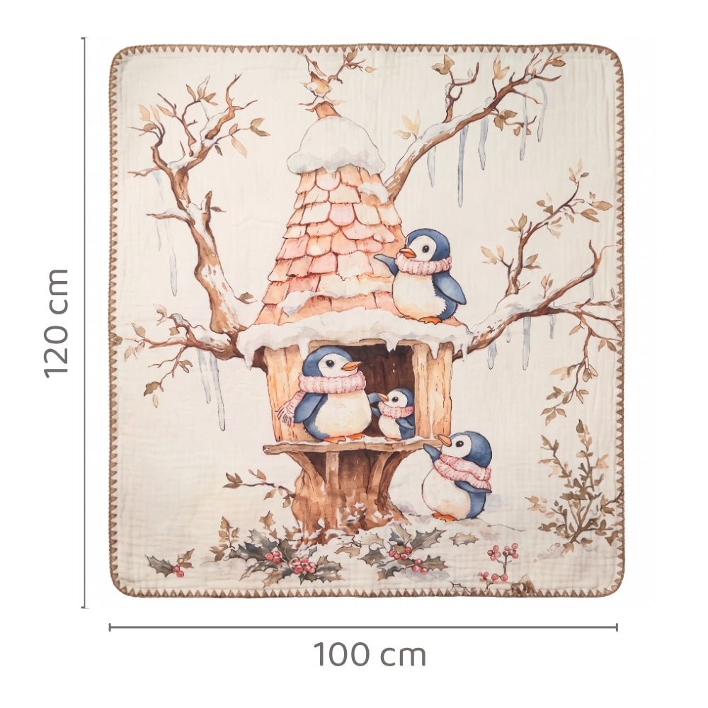 Pingu Pebbles Muslin 6- Layer Blanket, (0-2 Years) - Swaddles and Blankets | haus & kinder