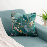 Embroidered Decorative Cushion Cover, Peacock - Cushion Covers | haus & kinder
