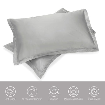 Satin Royale Platinum Grey 300TC Satin 2 Pillow Cover